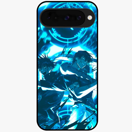 Cursed Energy Clash Glass Case showing flat back view with intense cursed energy artwork and glossy glass finish.