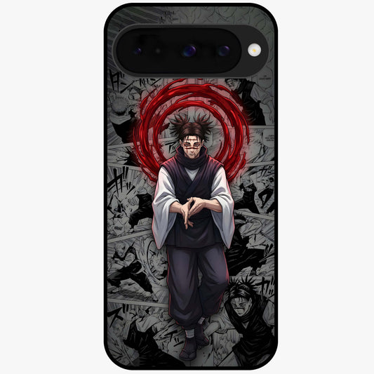 Cursed Ritual Ascension Glass Case showing flat back view with dark ritual themed artwork and glossy glass finish.