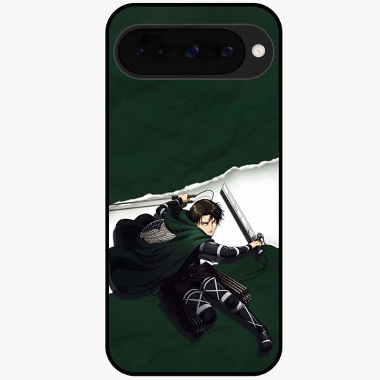 Emerald War Vanguard Glass Case showing flat back view with powerful warrior themed artwork and glossy glass finish.