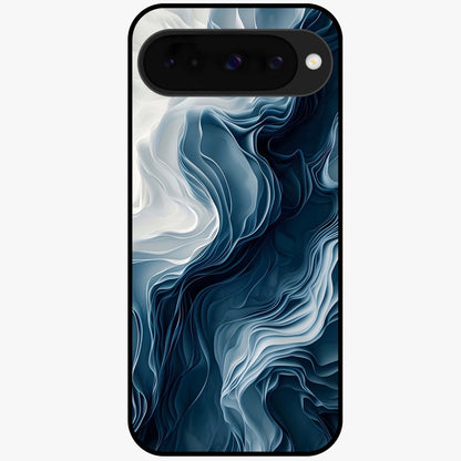 Ethereal Paper Marble Glass Case showing flat back view with soft marble paper texture artwork and glossy glass finish.