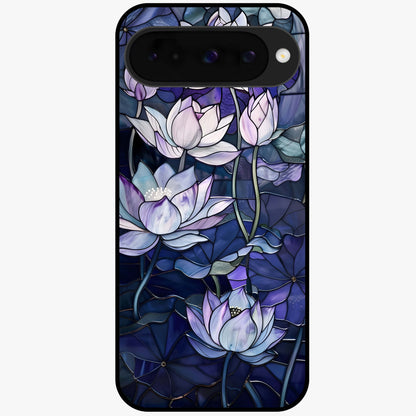 Gloss Petal Rush Glass Case showing flat back view with glossy flower petal artwork and smooth glass finish.