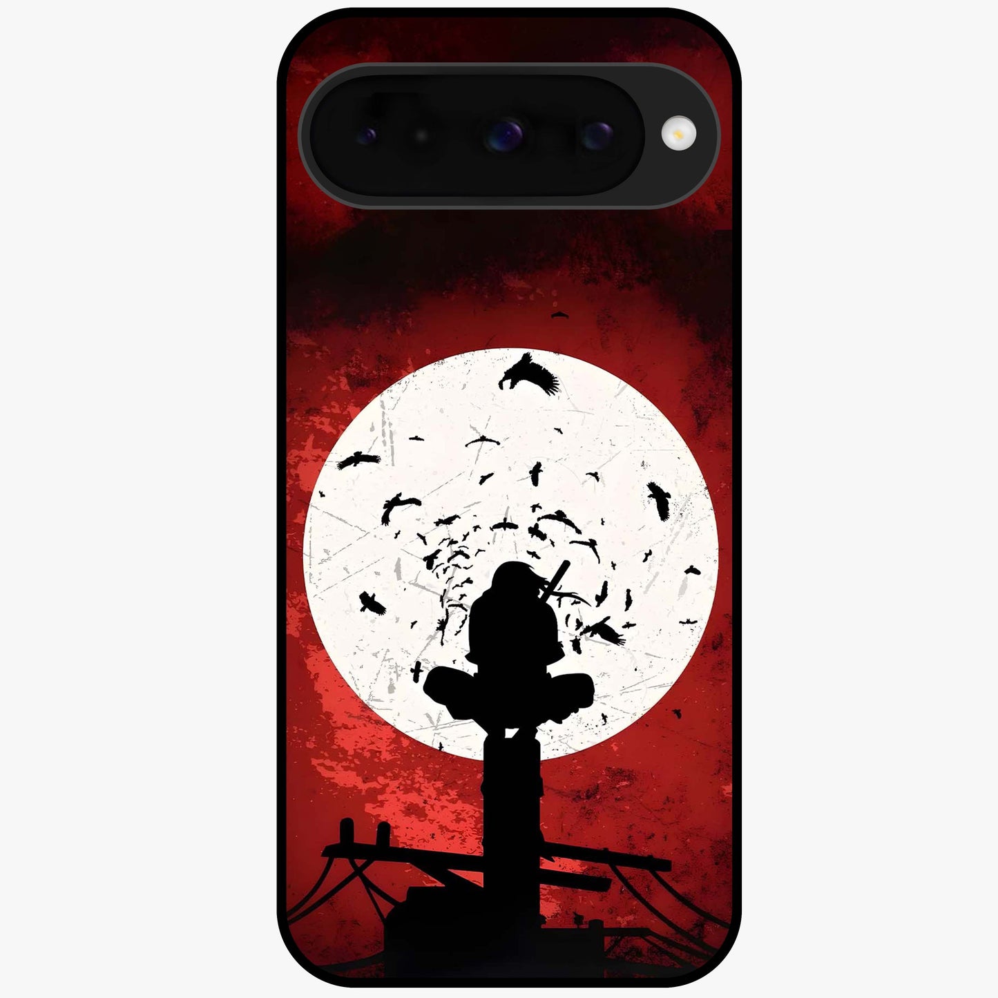 Itachi Limited Edition Naruto Anime Glass Case showing flat back view with iconic anime character artwork and glossy glass finish.