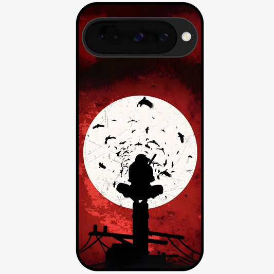 Itachi Limited Edition Naruto Anime Glass Case showing flat back view with iconic anime character artwork and glossy glass finish.