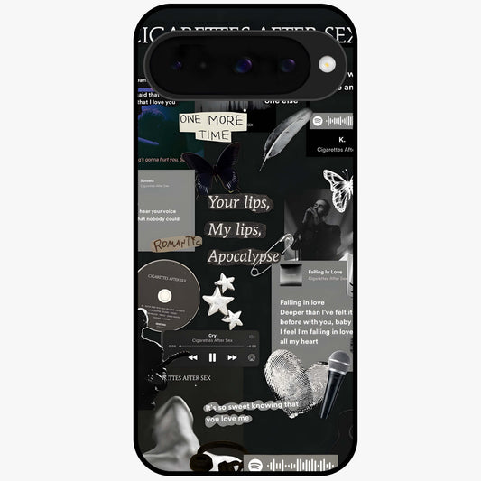 Midnight Love Echo Glass Case showing flat back view with romantic midnight themed artwork and glossy glass finish.
