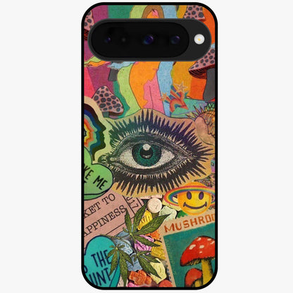 Mystic Eye Wonderland Glass Case showing flat back view with mystical eye themed artwork and glossy glass finish.