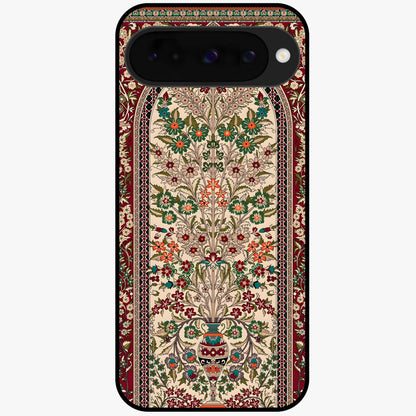 Persian Inspired Glass Case showing flat back view with ornate Persian style pattern artwork and glossy glass finish.