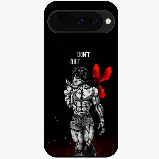 Rise Beyond Limits Glass Case showing flat back view with motivational typography artwork and glossy glass finish.