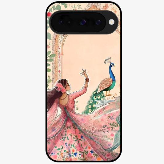 Royal Grace Muse Glass Case showing flat back view with elegant artistic artwork and glossy glass finish.