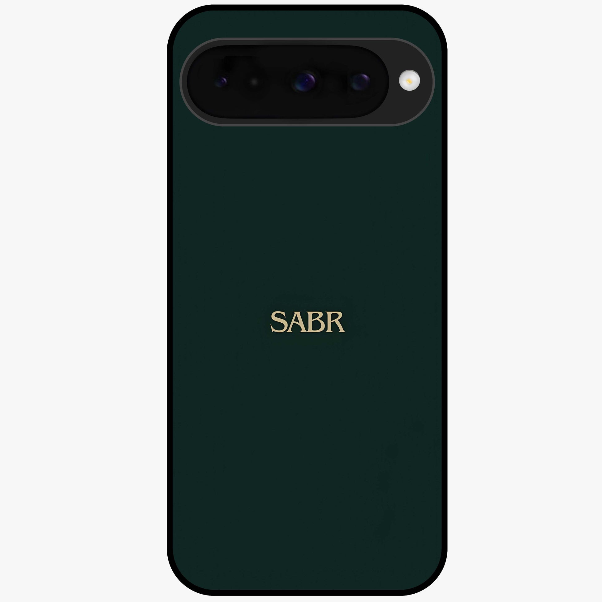 Sabr Minimal Patience Glass Case showing flat back view with minimalist typography artwork and glossy glass finish.