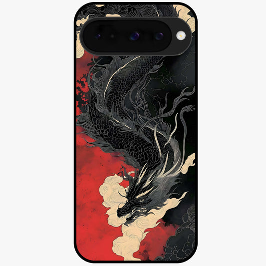 Shadow Dragon Fury Glass Case showing flat back view with fierce dragon artwork and glossy glass finish.