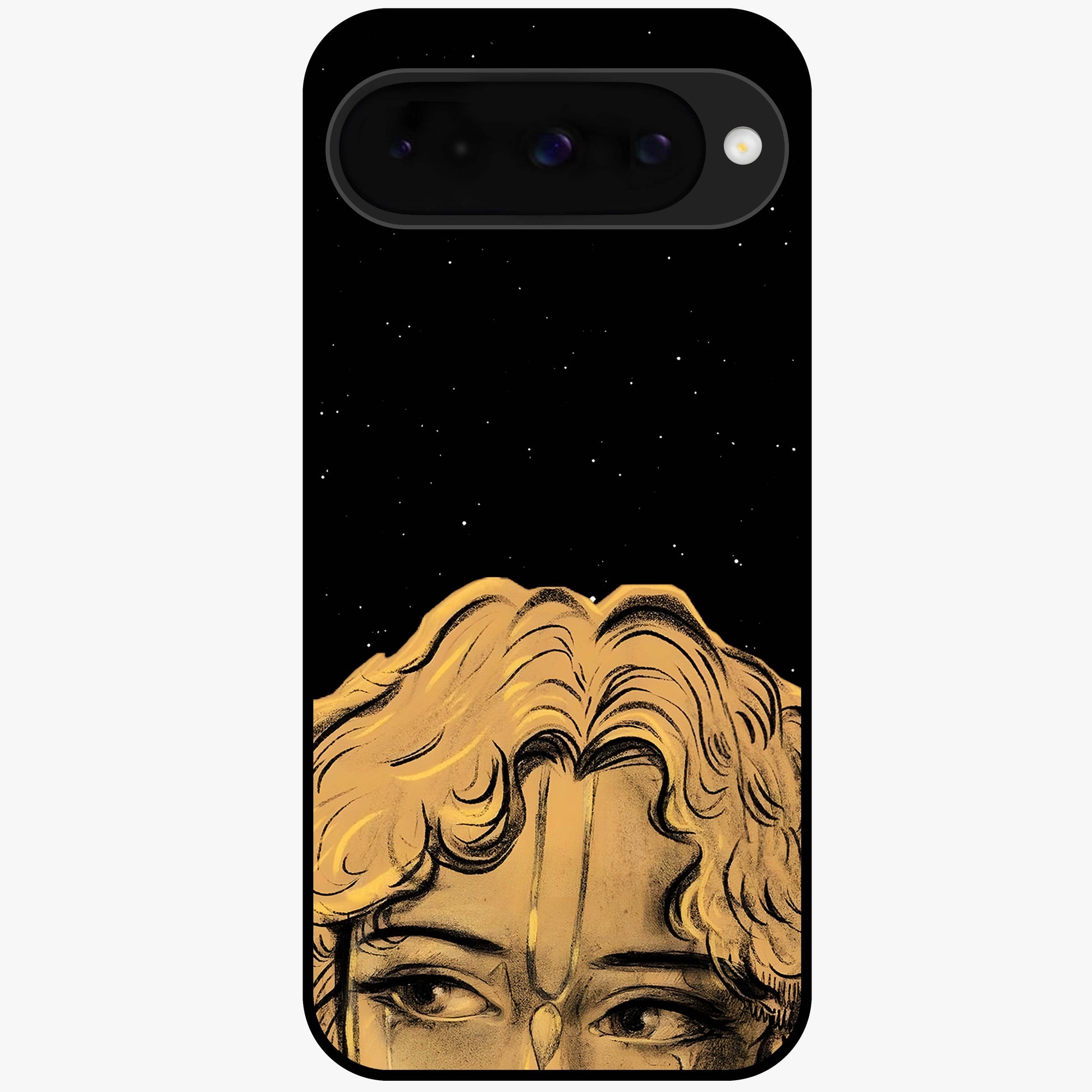 Shri Krishna Art Glass Case showing flat back view with devotional Krishna artwork and glossy glass finish.