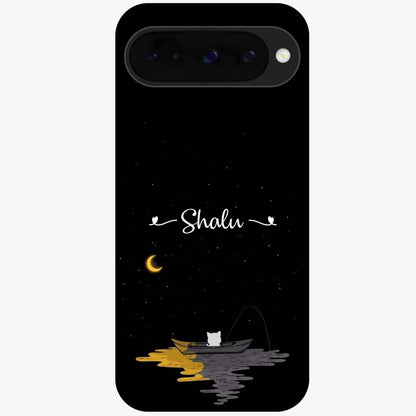 Silent Night Row Glass Case showing flat back view with calm night themed artwork and glossy glass finish.
