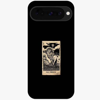 The Empress Glass Case showing flat back view with regal feminine artwork and glossy glass finish.
