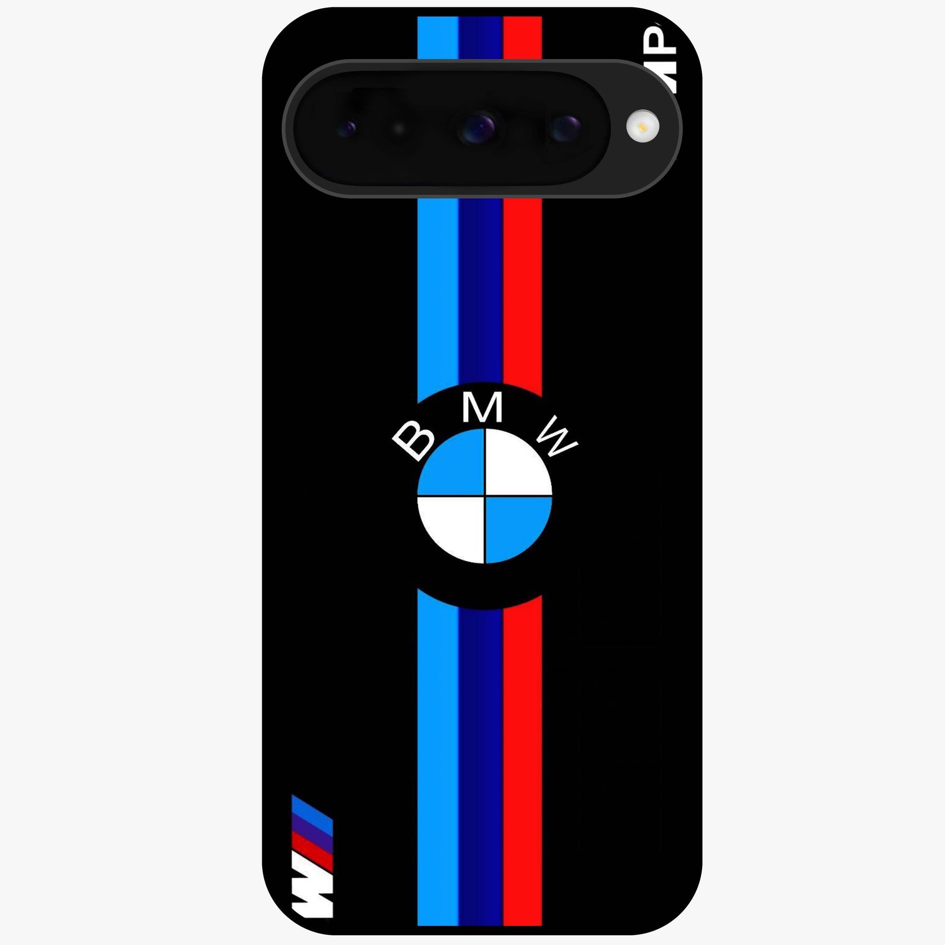 Turbo BMW Beast Glass Case showing flat back view with high performance sports car artwork and glossy glass finish.