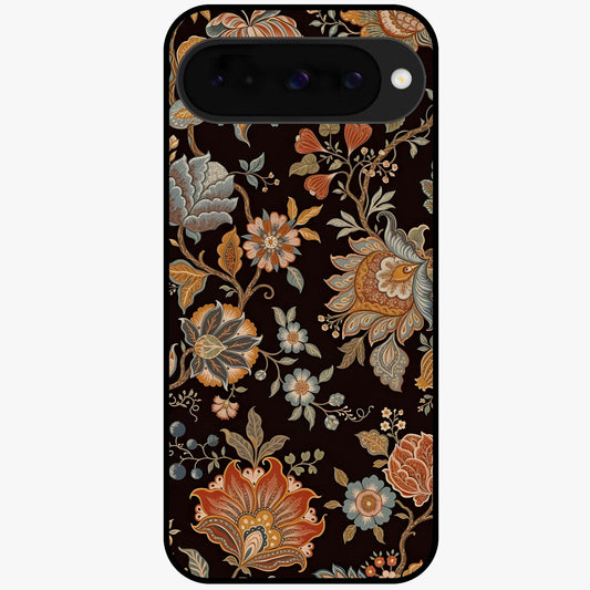 Vintage Floral Dream Glass Case showing flat back view with classic floral artwork and glossy glass finish.