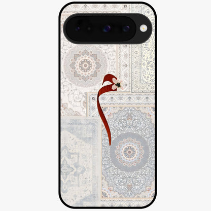 White Aesthetic Bow Glass Case showing flat back view with minimal bow artwork and glossy glass finish.