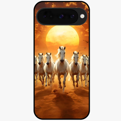 Wild Sunset Majesty Glass Case showing flat back view with majestic sunset landscape artwork and glossy glass finish.