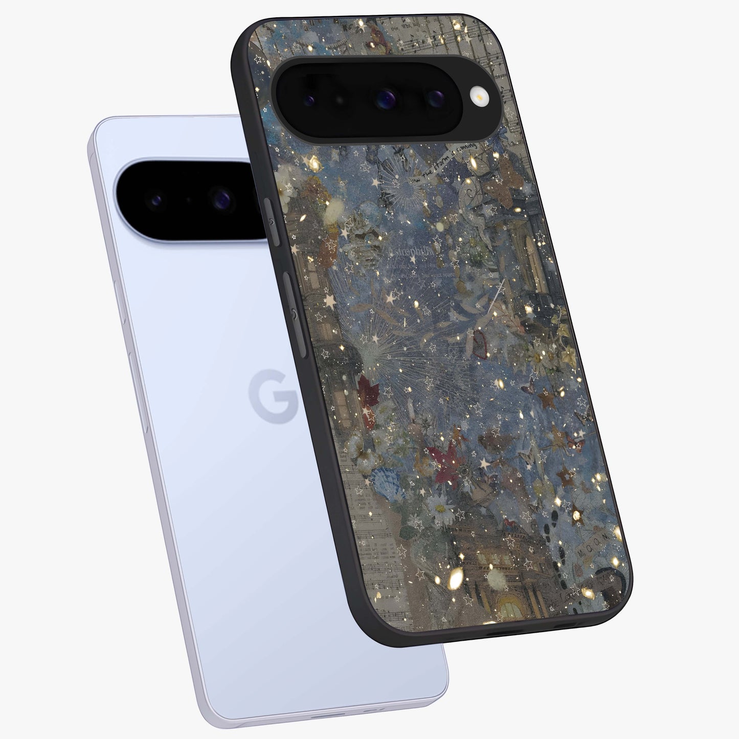 Aesthetic Astrolophia Glass Case displayed in angled mockup highlighting artistic aesthetic elements and smooth glass surface.