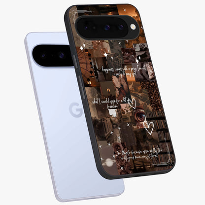 Bittersweet Aesthetic Chaos Glass Case displayed in angled mockup highlighting expressive abstract artwork and edgy aesthetic theme.