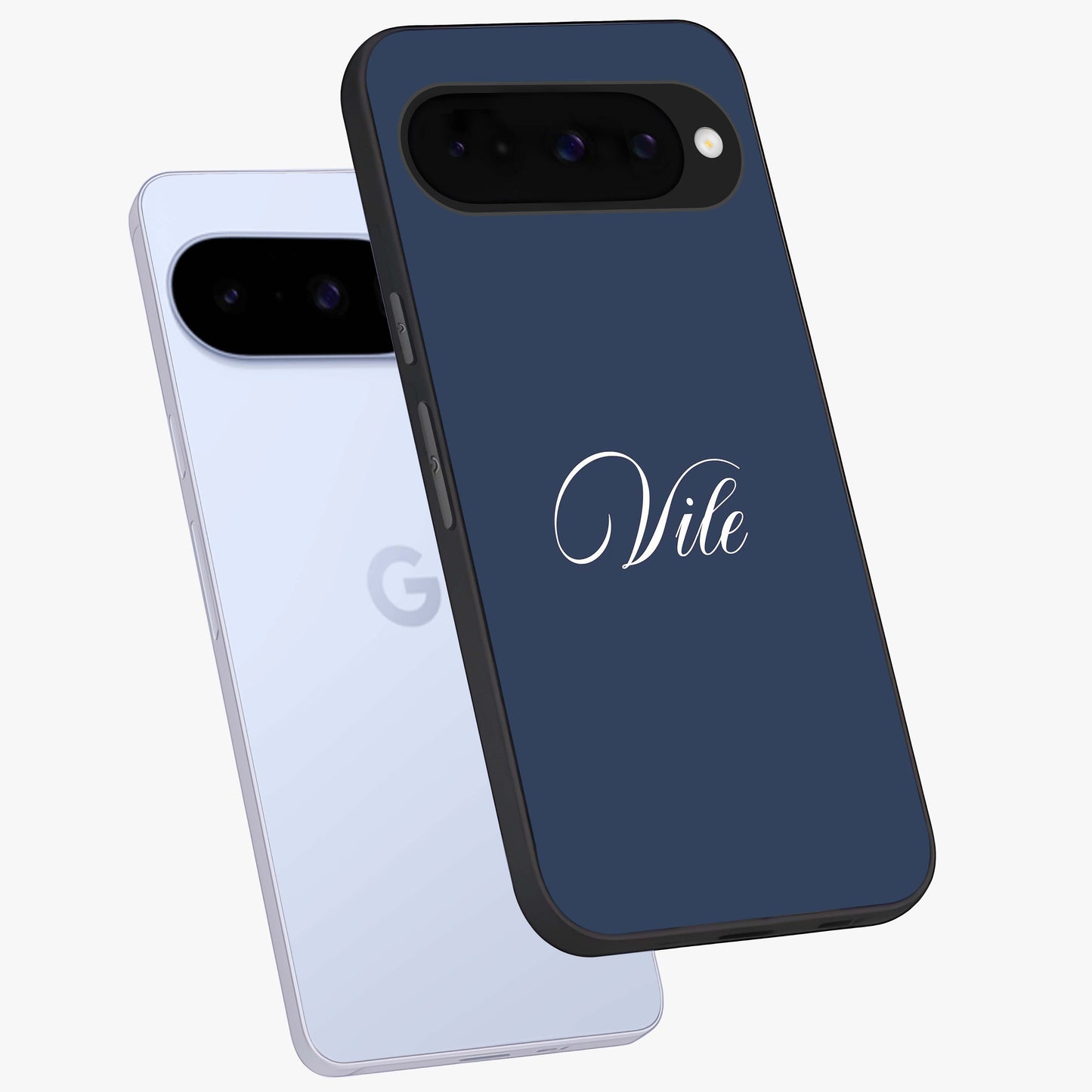 Blue Vintage Floral Pattern Glass Case showing flat back view with elegant vintage floral artwork and glossy glass finish.