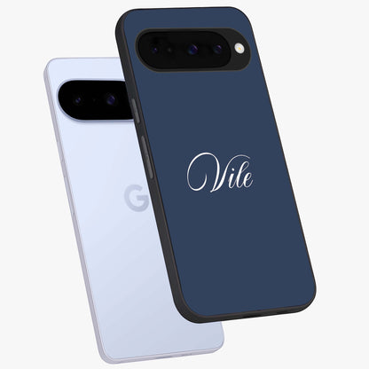 Blue Vintage Floral Pattern Glass Case showing flat back view with elegant vintage floral artwork and glossy glass finish.