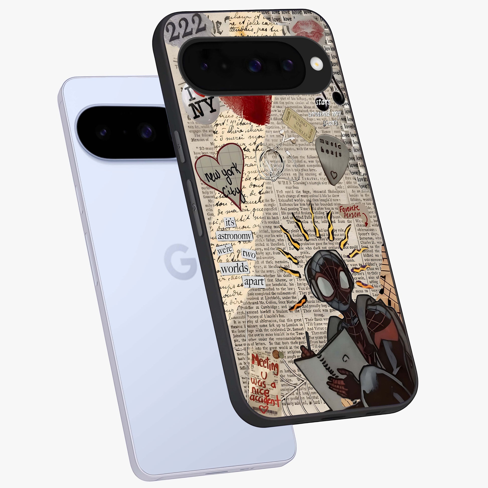 City Dream Sketch Glass Case displayed in angled mockup highlighting minimal city illustration with aesthetic sketch style.