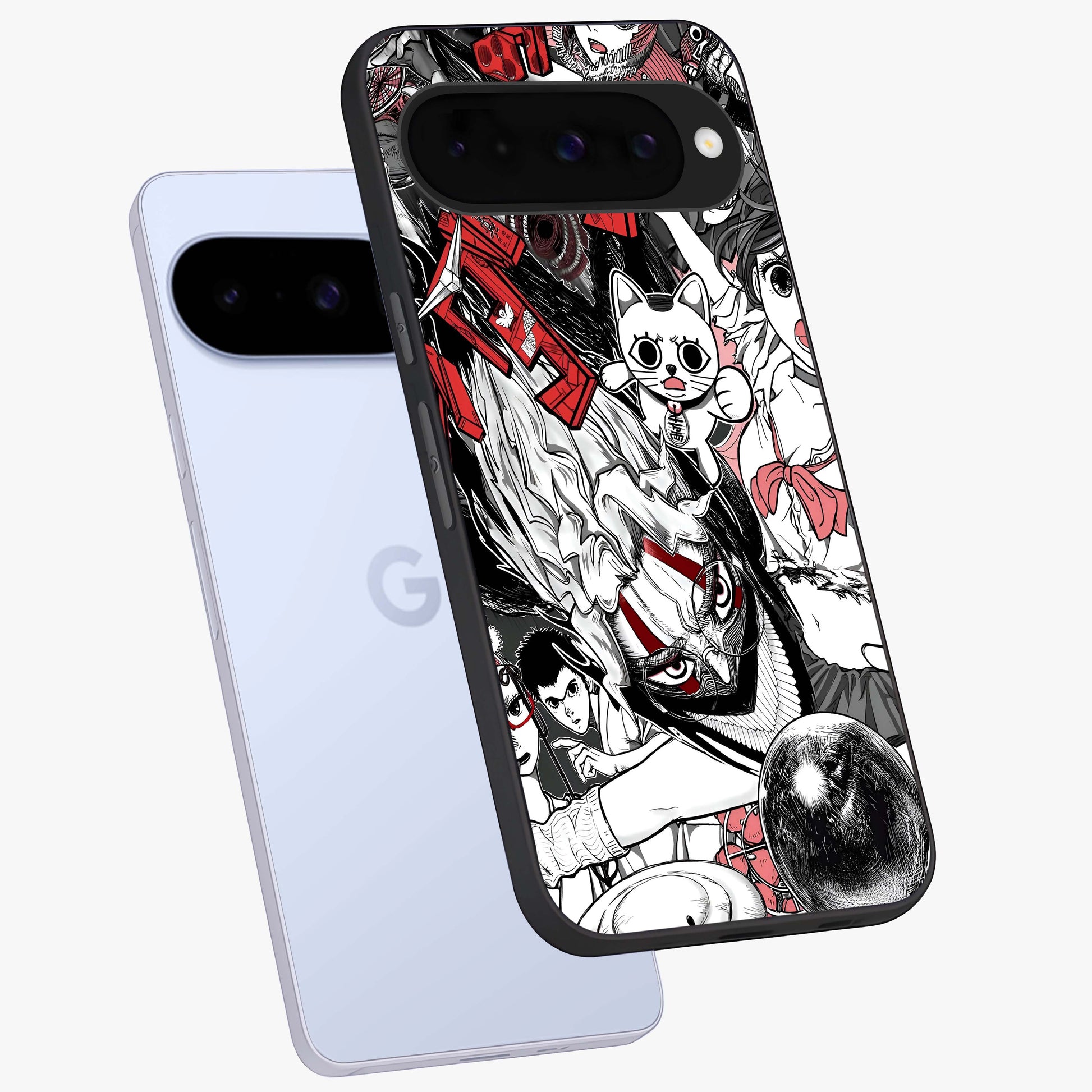 Crimson Chaos Panel Glass Case displayed in angled mockup highlighting chaotic panel style design with modern graphic theme.