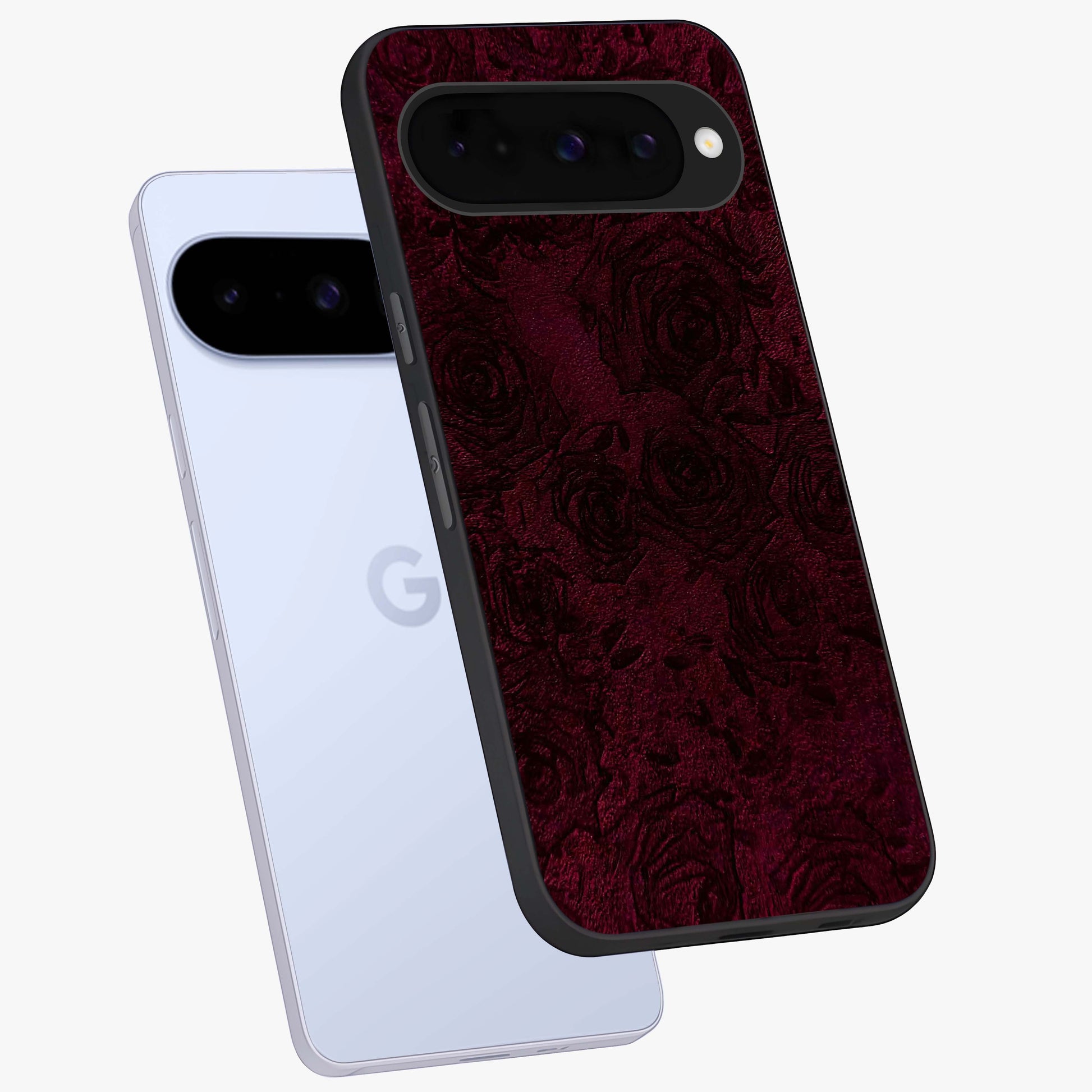 Crimson Fade Flow Glass Case displayed in angled mockup highlighting smooth gradient design with modern aesthetic style.