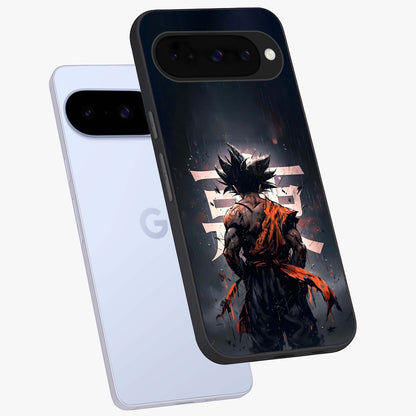 Dark Warrior In Rain Glass Case displayed in angled mockup highlighting dramatic warrior illustration with dark rain aesthetic.