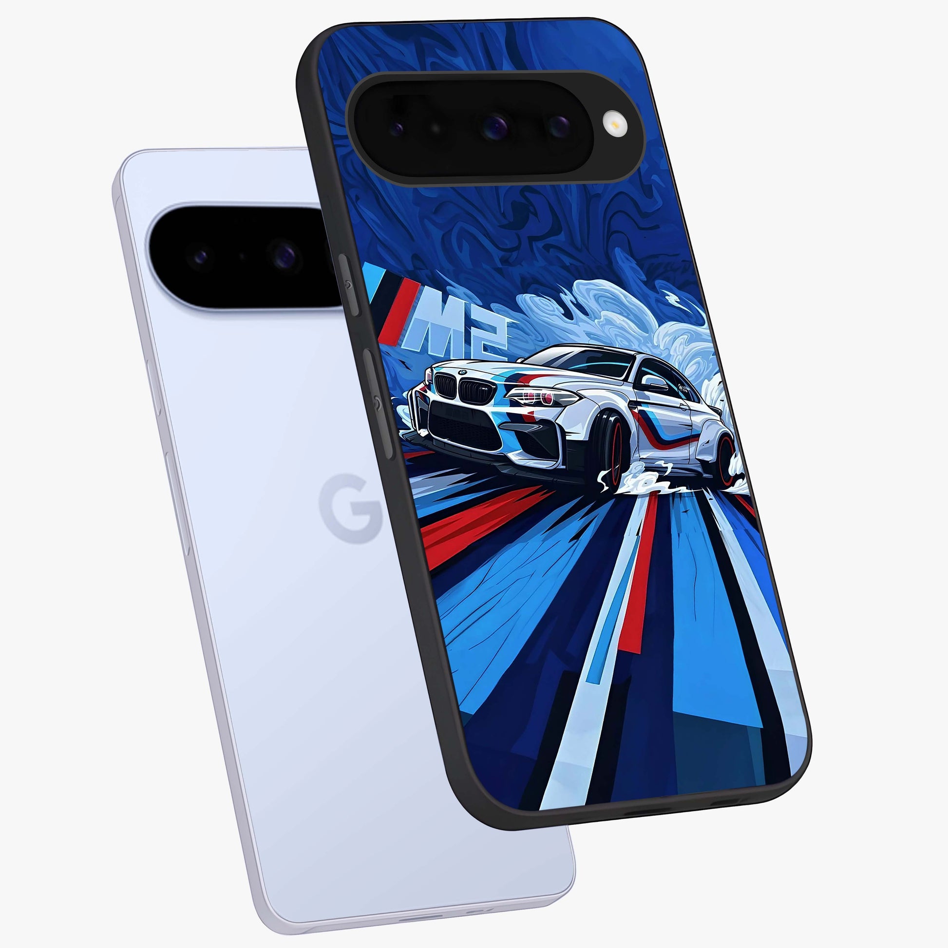 Drift Power Rush Glass Case displayed in angled mockup highlighting powerful drift car design with sporty aesthetic style.