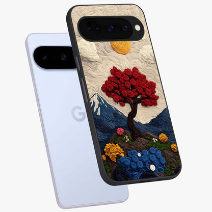Eternal Nature Tapestry Glass Case displayed in angled mockup highlighting detailed botanical pattern with artistic aesthetic.