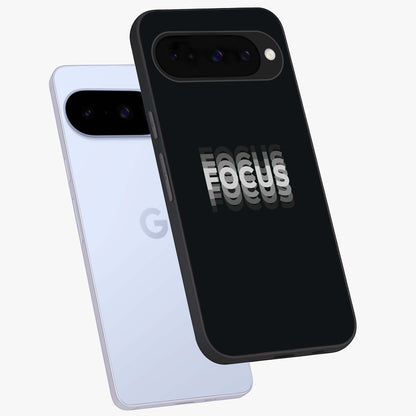 Focus Mode On Glass Case displayed in angled mockup highlighting clean minimal text artwork with modern aesthetic style.