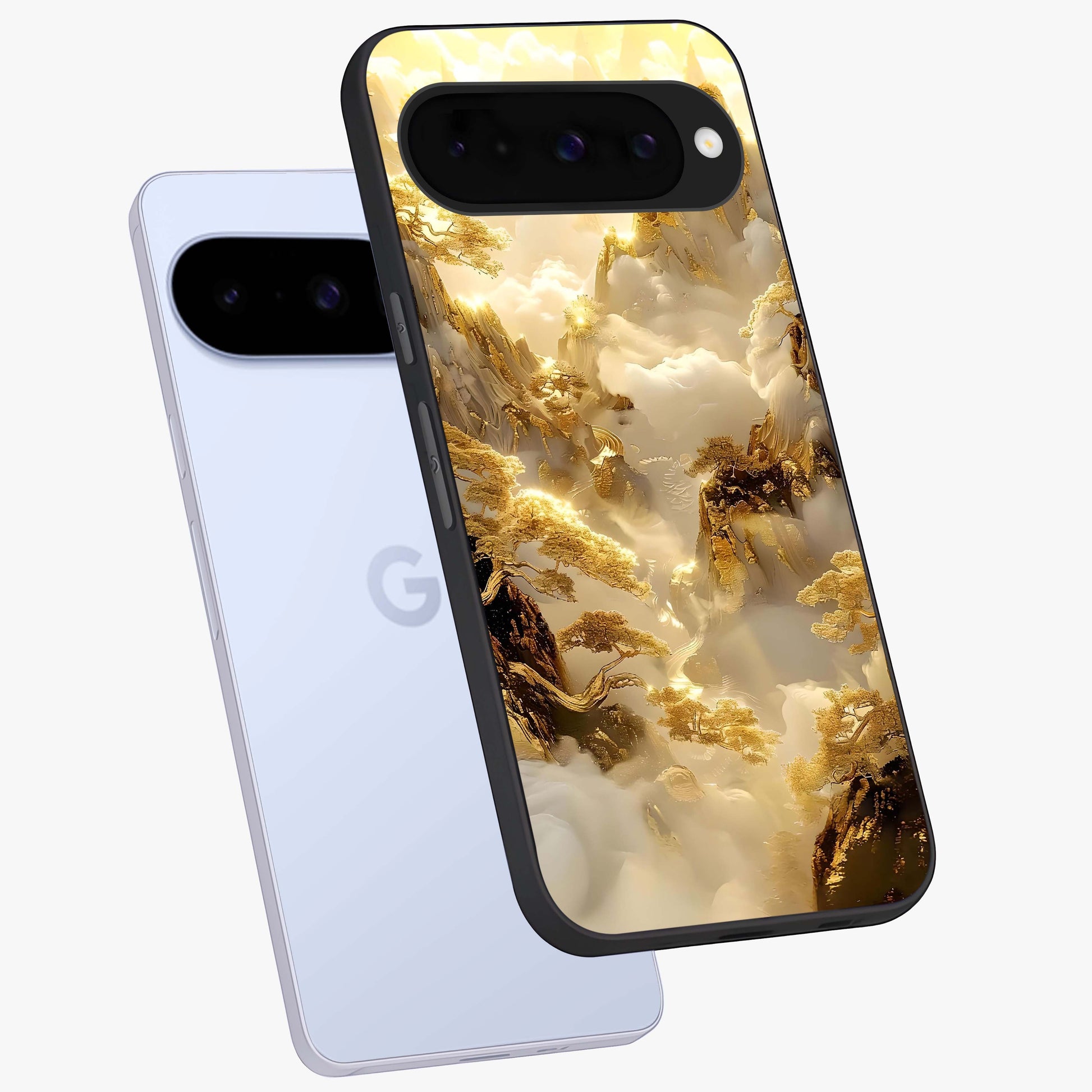 Gates Of Illumination Glass Case displayed in angled mockup highlighting radiant portal inspired design with fantasy aesthetic.