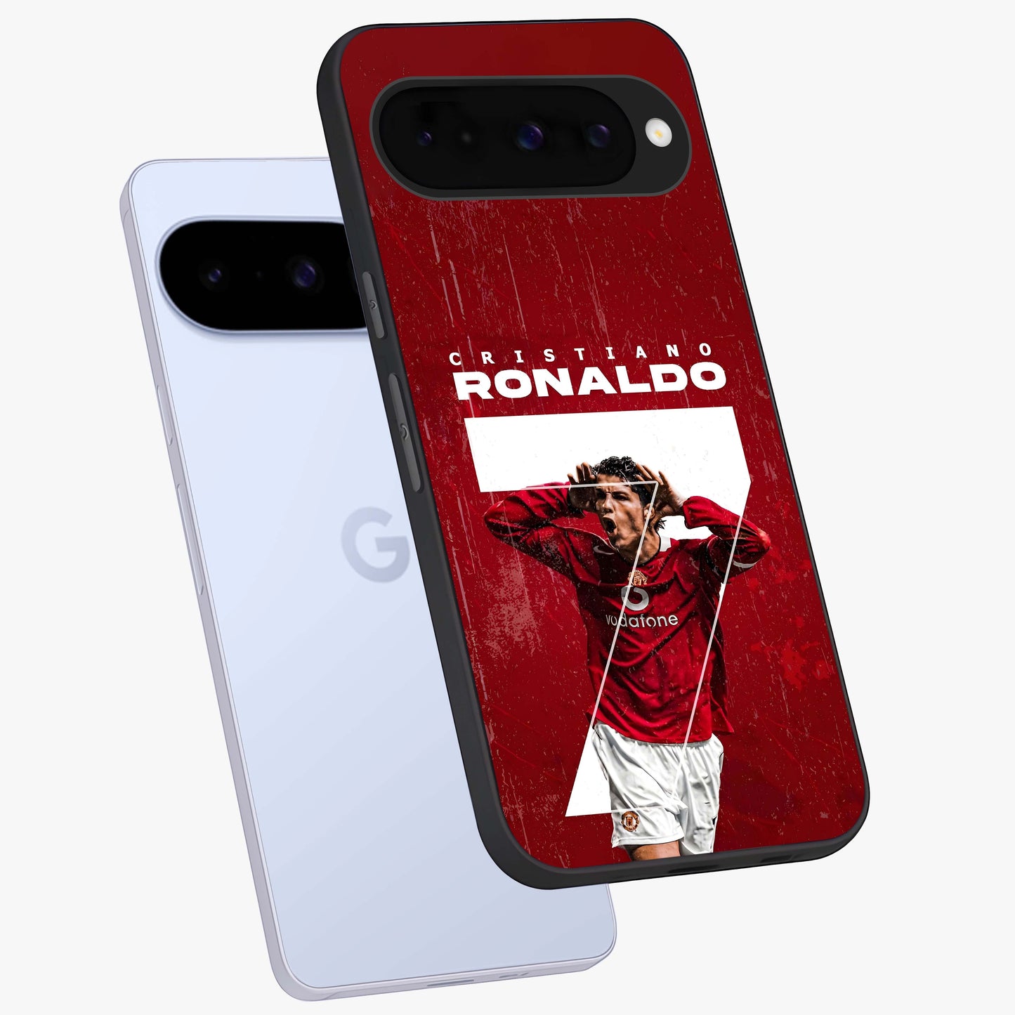 Goal Celebration Legacy Glass Case displayed in angled mockup highlighting energetic sports celebration design with bold athletic theme.