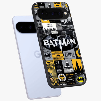 Knight Gotham Rise Glass Case displayed in angled mockup highlighting powerful knight silhouette design with dramatic aesthetic.