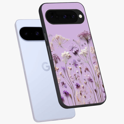 Lavender Blossom Dream Glass Case displayed in angled mockup highlighting dreamy lavender flower design with calming aesthetic style.