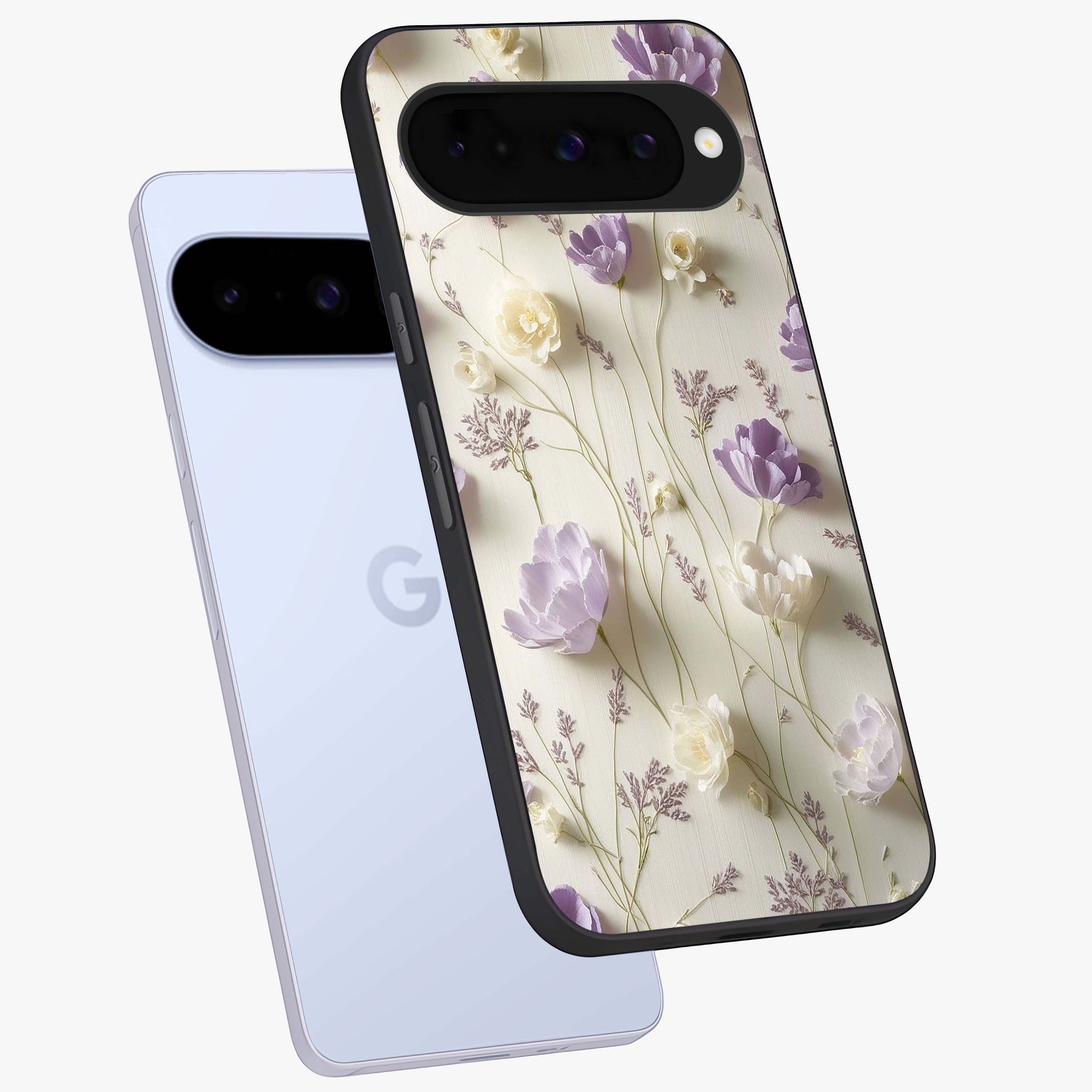 Lilac Breeze Harmony Glass Case displayed in angled mockup highlighting calm lilac breeze design with soothing aesthetic style.