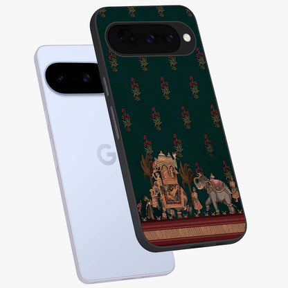Macmerise Glass Case displayed in angled mockup highlighting trendy graphic design with sleek aesthetic style.