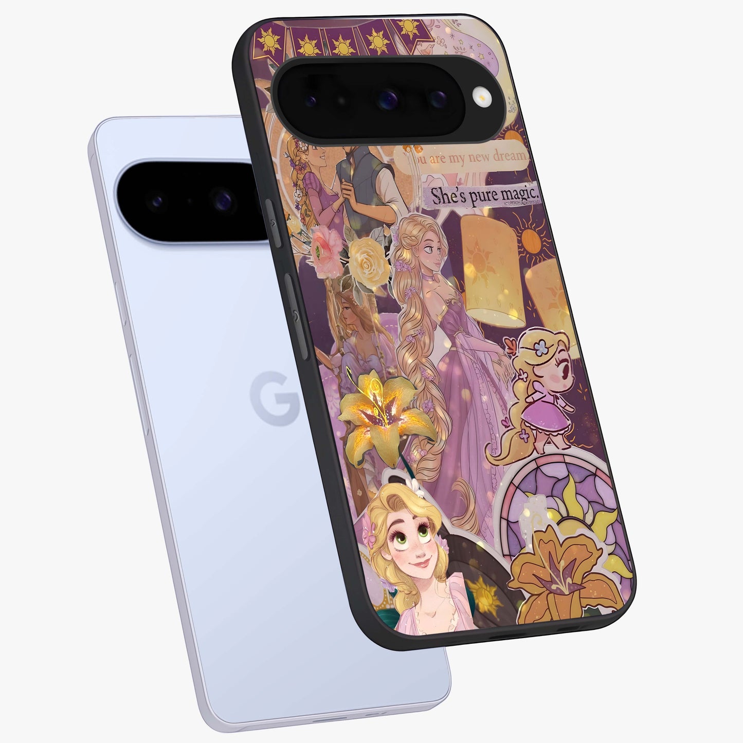 Magical Tangled Dream Glass Case displayed in angled mockup highlighting whimsical fantasy design with magical aesthetic.