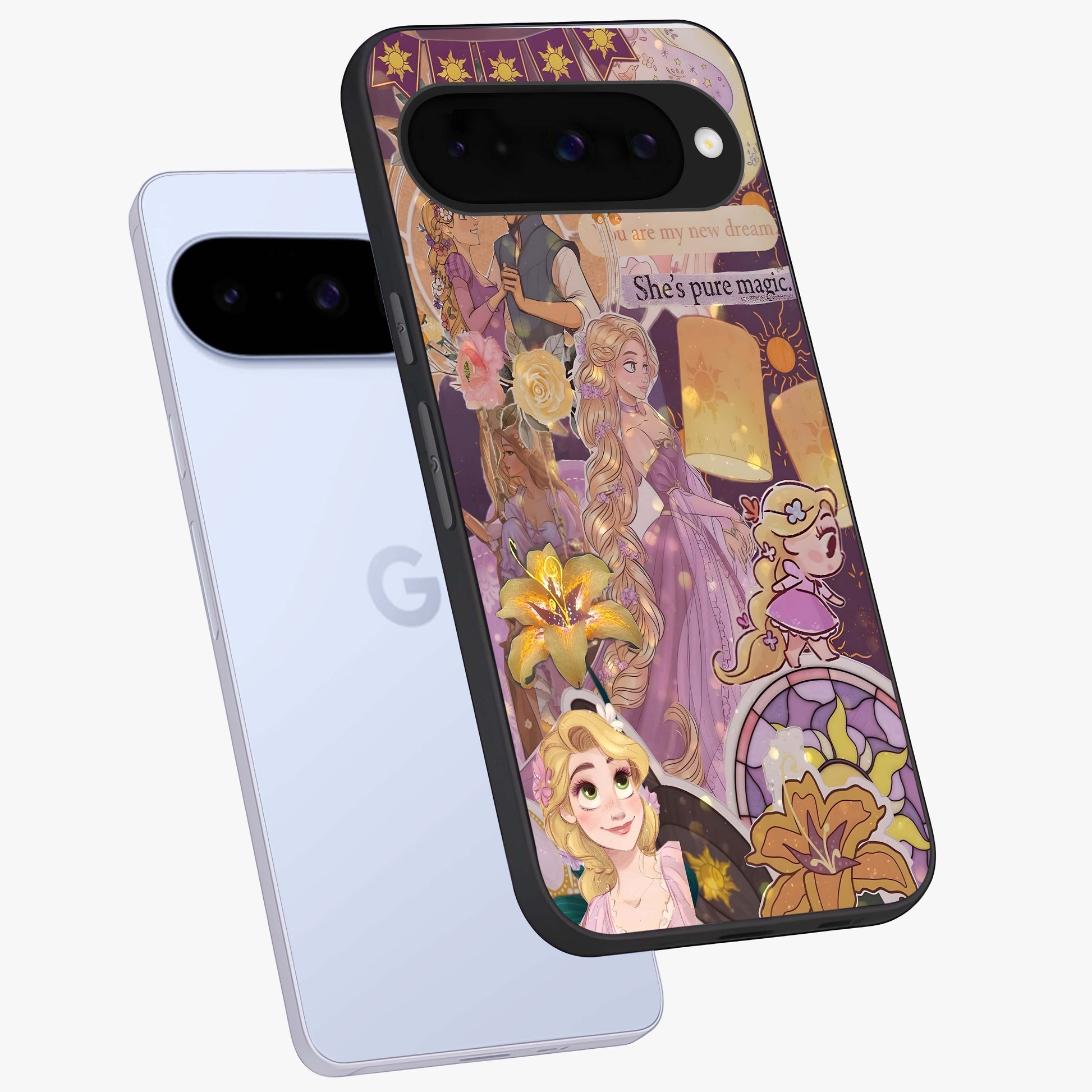 Magical Tangled Dream Glass Case displayed in angled mockup highlighting whimsical fantasy design with magical aesthetic.