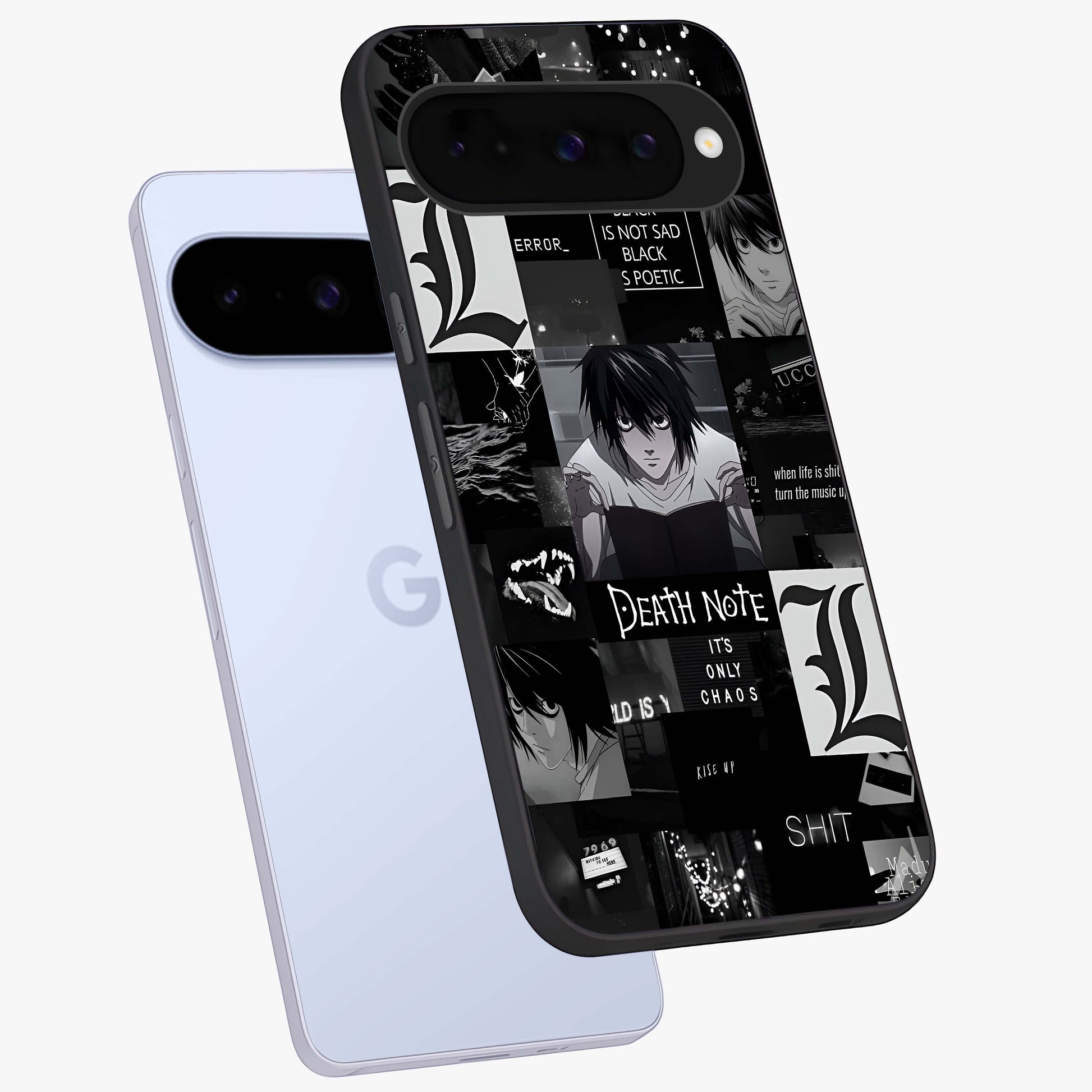 Midnight Chaos Mind Glass Case displayed in angled mockup highlighting chaotic artistic design with dramatic midnight aesthetic.