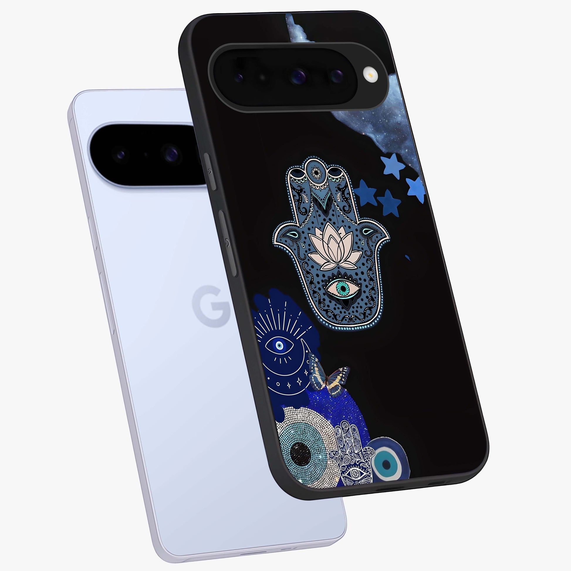 Mystic Hand Aura Glass Case displayed in angled mockup highlighting magical aura design with spiritual aesthetic style.