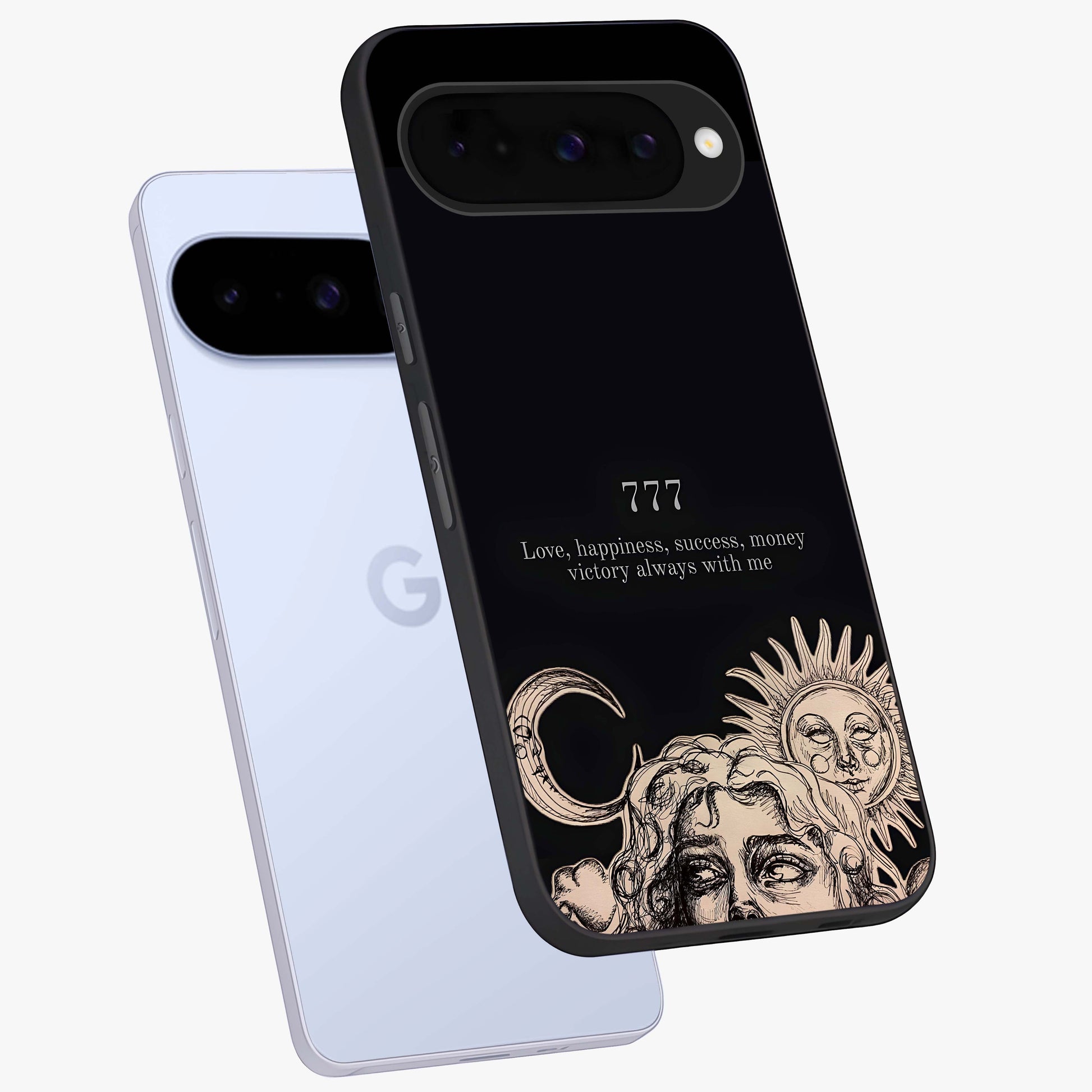 Mystic Victory Aura Glass Case displayed in angled mockup highlighting energetic aura design with bold mystical aesthetic.