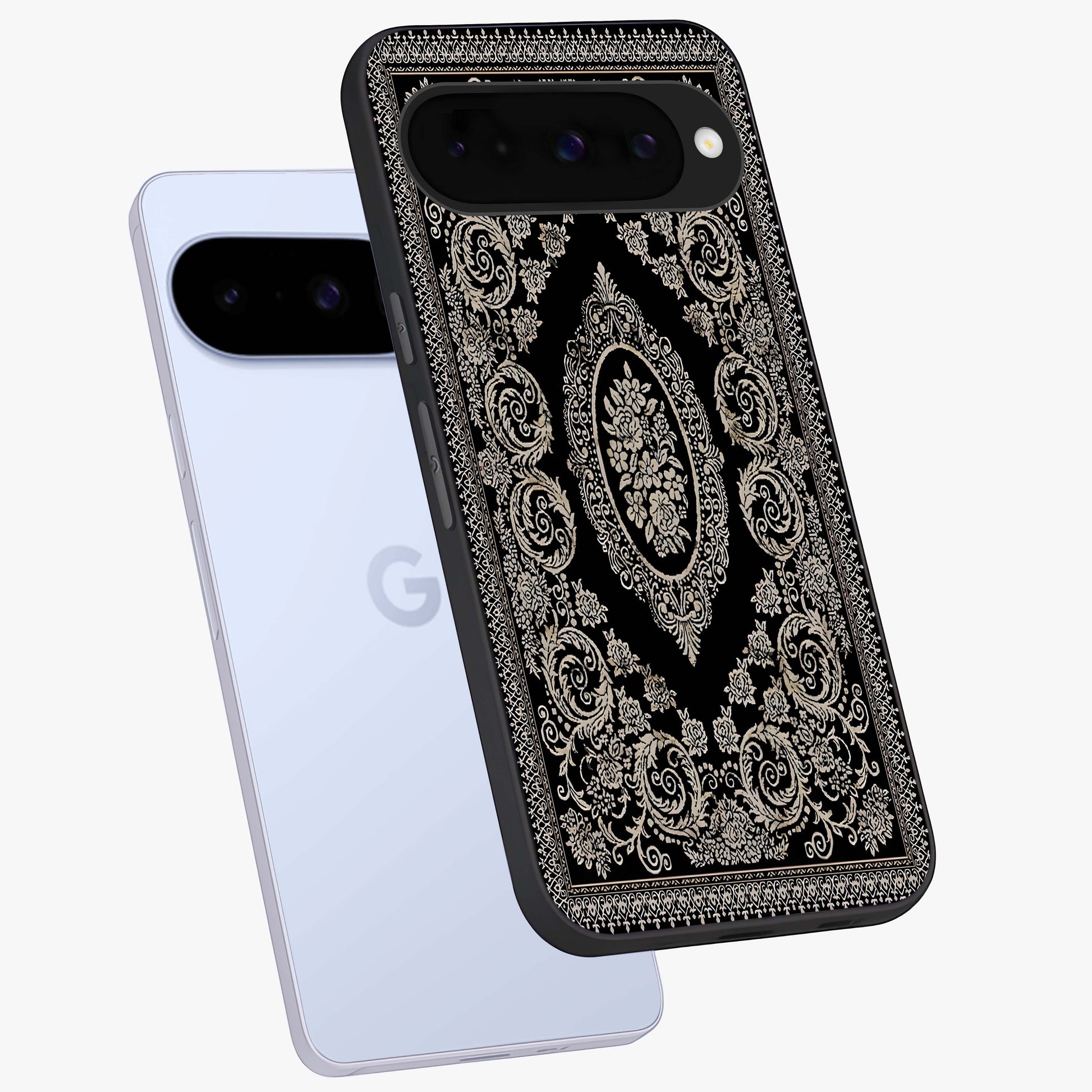Noir Bloom Elegance Glass Case displayed in angled mockup highlighting refined flower design with stylish noir aesthetic.