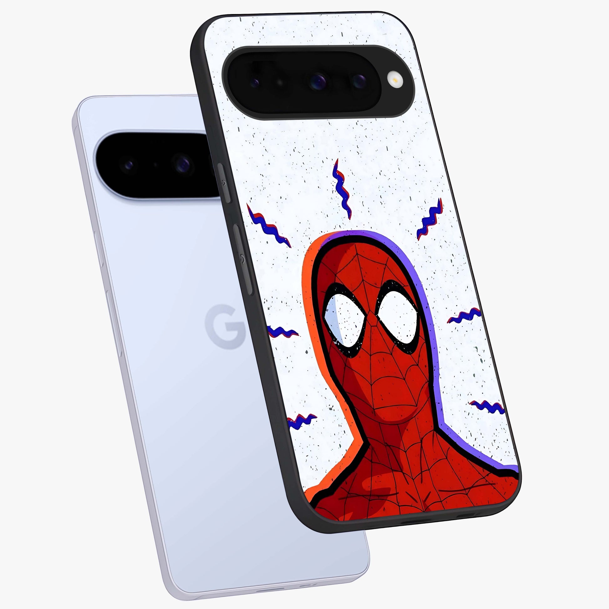 Omg Spiderman Glass Case displayed in angled mockup highlighting dynamic hero illustration with action comic aesthetic.