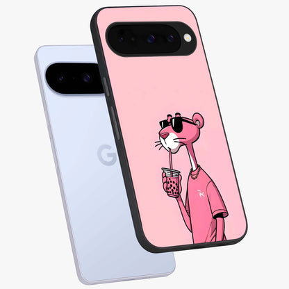 Pink Panther Glass Case displayed in angled mockup highlighting playful cartoon character design with vibrant pink aesthetic.
