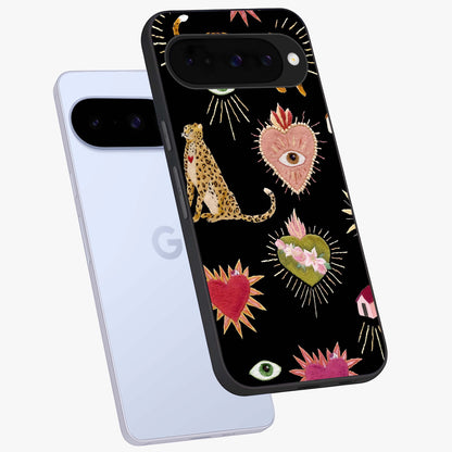 Sacred Jungle Heart Glass Case displayed in angled mockup highlighting lush tropical design with natural aesthetic style.