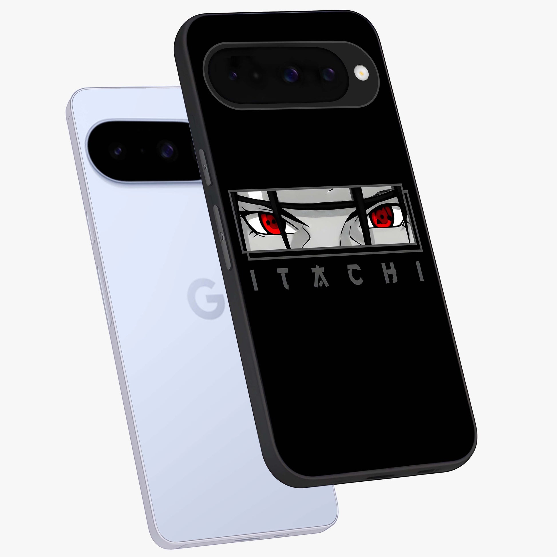 Scarlet Gaze Dominance Glass Case displayed in angled mockup highlighting intense visual design with bold scarlet aesthetic.