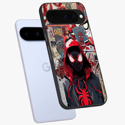 Spider Collage Street Glass Case displayed in angled mockup highlighting dynamic street style collage design with comic aesthetic.