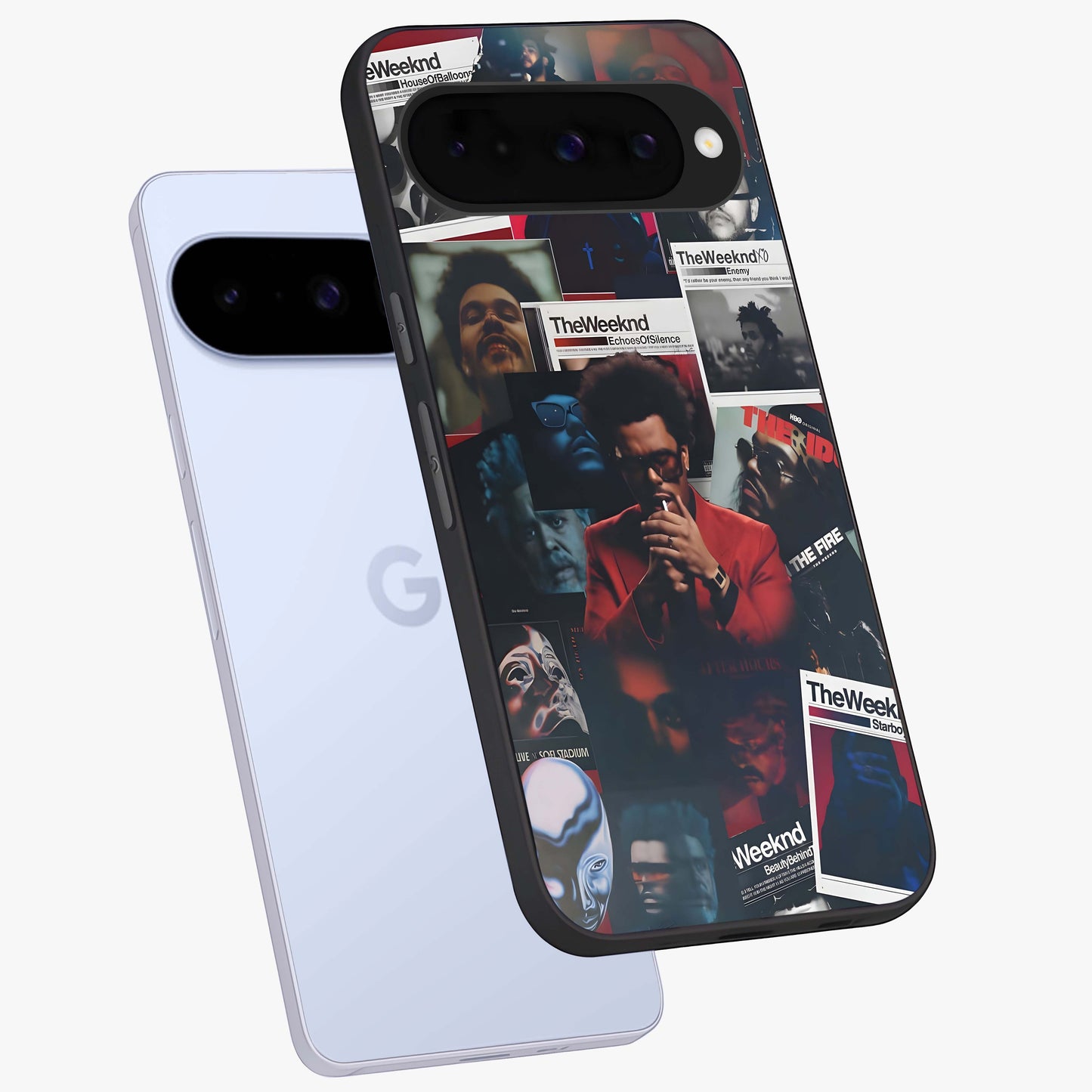 The Weeknd Glass Case displayed in angled mockup highlighting stylish pop culture inspired design with modern aesthetic.